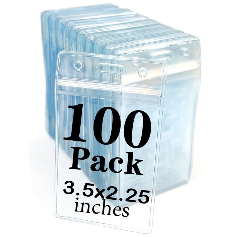 Bird Fiy Name Tag 100 Pack Badge ID Card Holders Clear Plastic Vertical Premium Badge Holder - Image 1